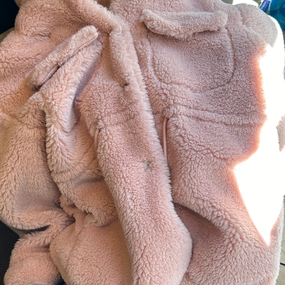 Forever 21 Pink Teddy Jacket with cinch waist - See pics for true pink color! - Picture 3 of 13